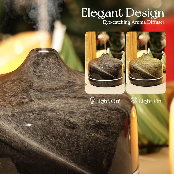 Porseme 500ml Glass Essential Oil Diffuser Aromatherapy Ultrasonic Cool Mist Humidifier 15-21 Running Hours Waterless Auto-Off Air Diffusers for Sleeping Yoga Office Working Spa and Rest (Obsidian) - Image 7