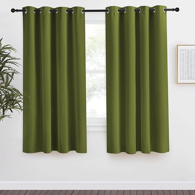 NICETOWN Blackout Curtain 68 inch Long, 55 inches Width, 1 Panel, Olive Green, Thermal Insulated Window Treatment with Grommet Room Darkening Thermal Insulated Panel for Bedroom/Living Room by NICETOWN