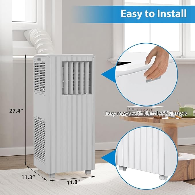 8,000 BTU Portable Air Conditioner, Smart Control, Cools Up to 350 Sq. Ft., With Dehumidifier & Fan Mode, Easy- to-Use Remote Control & Window Installation Kit Included, White - Image 6