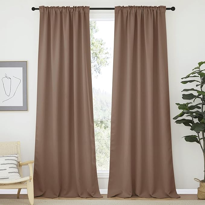 NICETOWN Blackout Curtains and Draperies for Living Room - (Cappuccino Color) 52 inches Wide by 95 inches Long, Set of 2 Pieces, Insulated Solid Drape Panels - Image 2