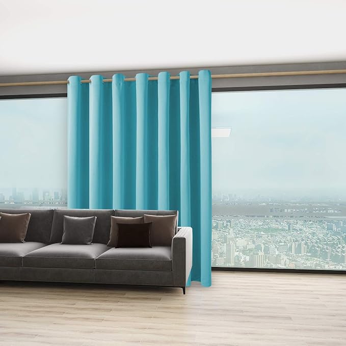 BONZER Extra Wide Room Divider Curtain Total Privacy Wall Noise Reducing Blackout Curtains for Apartment, Studio, 96L x 150W Inch (8L x 12.5W ft), 1 Panel, Teal - Image 5