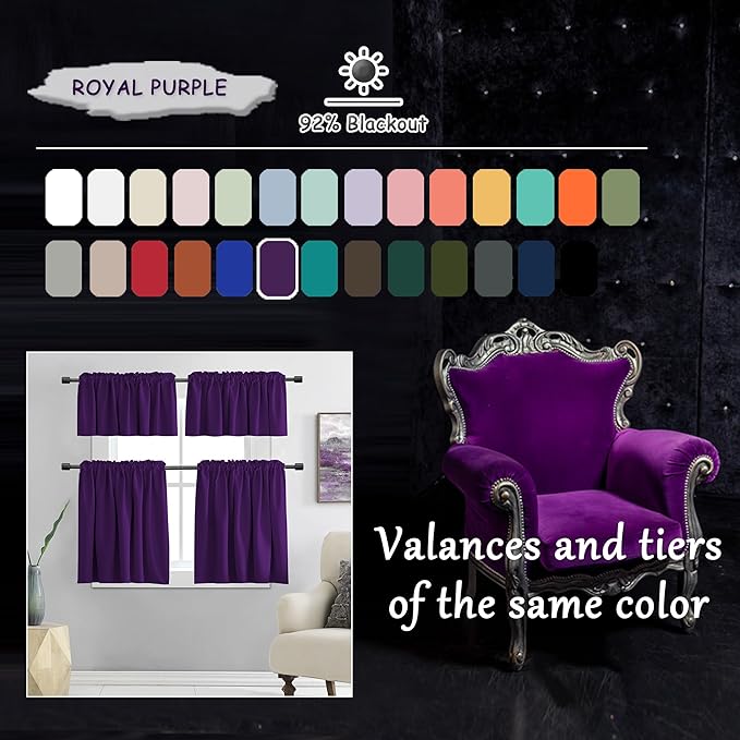 DONREN Room Darkening Window Curtain Panels for Bedroom - Rod Pocket Blackout Solid Curtains for Dining Room(Purple,52 W x 96 L 2 Panels) - Image 3