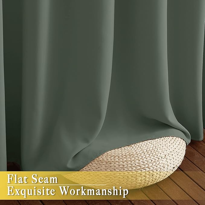 NICETOWN Blackout Curtain 63 inch Length - Grommet Sound Reducing Light Blocking Window Drapes Thermal Curtain for Bedroom/Living Room, Dark Mallard, W52 x L63, 1 Panel - Image 6
