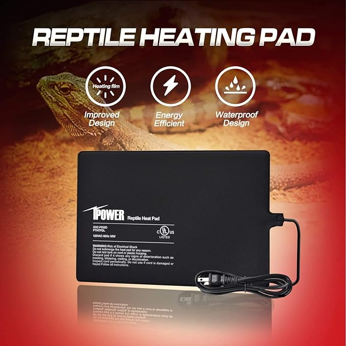 iPower 8"x12" Reptile Under Tank Heating Pad Heat Mat Terrarium Heater Warmer, Digital Thermometer and Hygrometer with Temperature and Humidity Probe for Amphibian Pet and Small Animals - Image 2