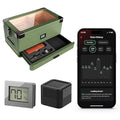 CASE ELEGANCE Military Glass Top Humidor with Thick Cedar, Includes Klaro Valet BLE Digital Hygrometer + WiFi Bridge for Remote Monitoring Humidity & Temperature, iOS & Android App - Green by CASEELEGANCE