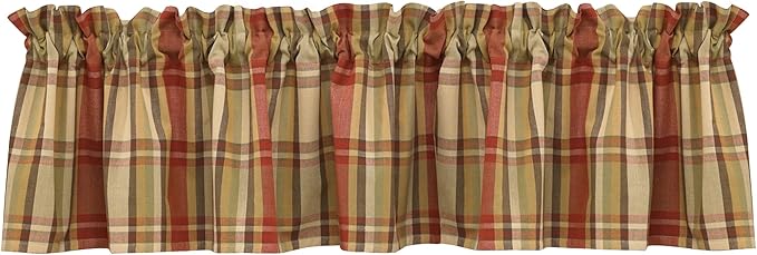 Park Designs Farmhouse Kitchen Valances for Windows - Red Heartfelt | Fall Decor Window Valance Curtain | Plaid Curtain Windows | 72"x14" by ParkDesigns