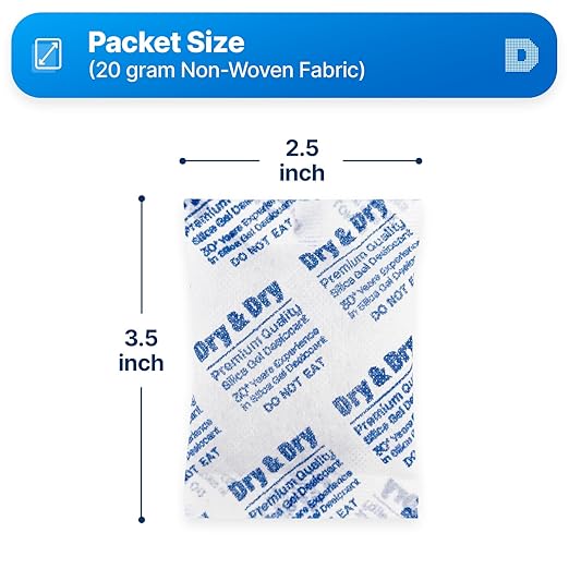 Dry & Dry 20 Gram [120 Packets] Silica Gel Packets, Desiccants - Rechargeable Fabric Silica Gel Packs, Silica Gel, Silica Packets, Desiccant Packs for Storage - Image 6