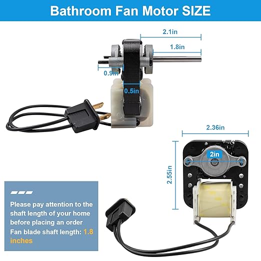 Siasky Universal Bathroom Vent Exhaust Fan Motor Replacement Motors Kit, Fit for Nu-Tone Br-oan Exhaust Vent Fan Motor 120V 50CFM, with Blower Wheel - Image 3