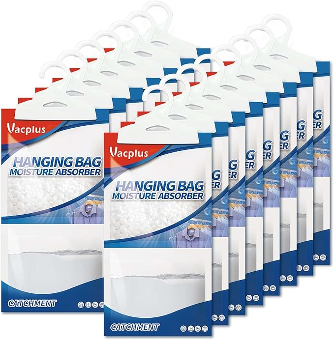 Vacplus Moisture Absorbers Packets, Fragrance Free 15 Pack, Humidity Packs, Dessicant Packets, Hanging Closet Dehumidifier Bags, Odor Eliminator for Bathroom 9.8OZ by Vacplus