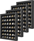 Jinchuan Military Challenge Coin Display Case 4 Pack Lockable Cabinet Rack Holder Shadow Box with Removable 2 Grooves Shelves and Acrylic Door for Casino Poker Chips Collectibles, Large - Black 4 Pack by Jinchuan