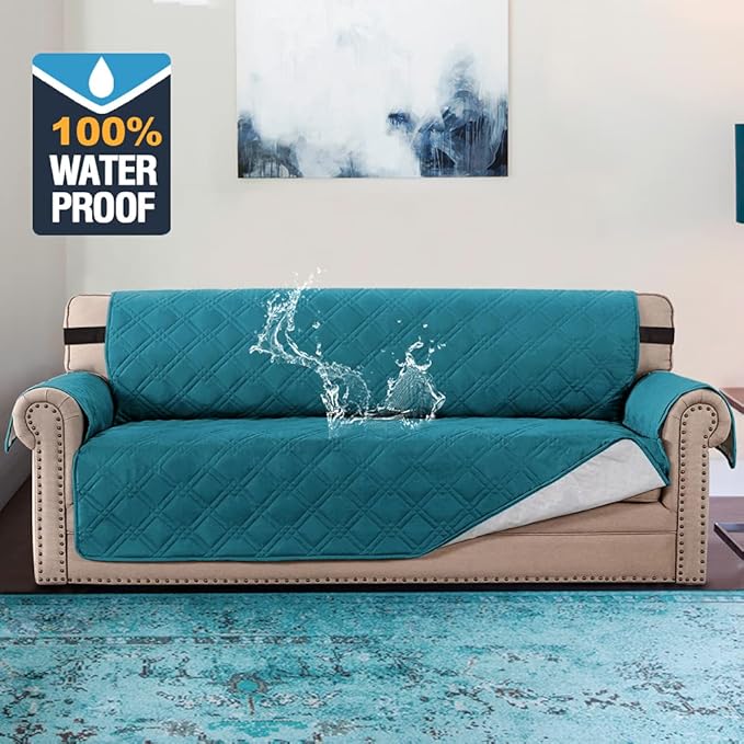 H.VERSAILTEX 100% Waterproof Sofa Slipcover Washable Sofa Cover Non-Slip Couch Cover for 3 Cushion Cover Furniture Protector for Pets Couch Slipcovers with Puppy Paw Silicone Backing(Sofa, Dark Teal) - Image 2