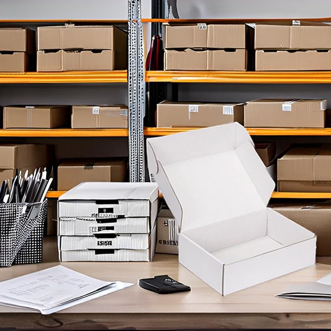 Small Shipping Boxes 10x10x3 Inch (25 Pack) - Sturdy White Corrugated Cardboard Boxes for Small Business, Ecommerce, Mailing & Packaging | Recyclable Gift & Storage Boxes - Image 4