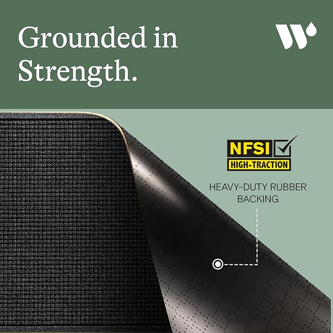 WaterHog Squares Front Door Mat Indoor Outdoor Entrance, Absorbent All-Weather Doormat with Non-Slip Rubber Backing, Dirt & Moisture Trapper, Low Profile, Easy Clean, Made in USA, 22"x60" Charcoal - Image 5