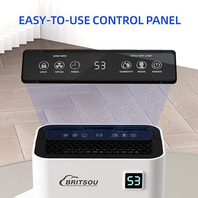 Britsou 50 Pints Dehumidifier for Basement with Drain Hose - Quiet Smart Operation with 3 Modes, 24HR Timer - Ideal for Home Bedroom, Bathroom, Small to Large Rooms - Image 4