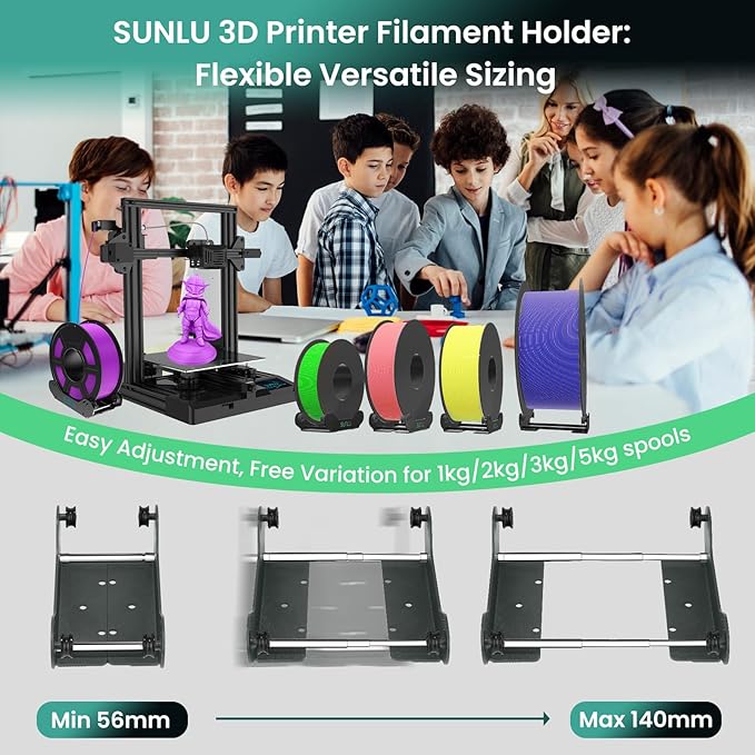SUNLU 3D Printer Filament Holder, Precision Adjustable 3D Filament Mount Rack for 1kg/3kg/5kg Filament spools, Smooth Feeding and Adaptive for PLA/PETG/Nylon/Wood/TPU All 3D Printer Filament, Grey - Image 3