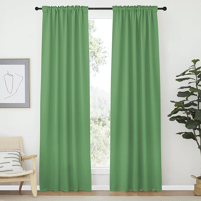 NICETOWN Vertical Blinds Window Curtain Panels - (Forest Green Color) 42 by 84 Inches, Set of 2, Energy Saving Rod Pocket and Back Tab Blackout Curtains for Nursery loft Cafe Laundry - Image 2