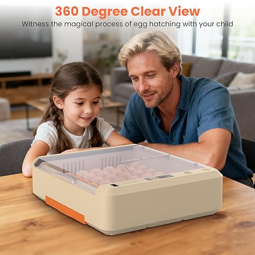 36-60 Egg Incubator with Automatic Egg Turning and Humidity Control, Adjustable Chicken Egg Incubator with Digital Display, for Hatching Eggs Include Chicken Duck Quail Eggs(Orange) - Image 8