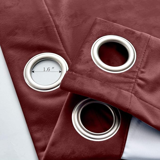 ChadMade Extra Wide Blackout Lined Premium Velvet Curtain Burgundy 120Wx72L Inch (1 Panel), Eyelet Grommet for Livingroom Bedroom Theater Studio, Leon Collection - Image 4