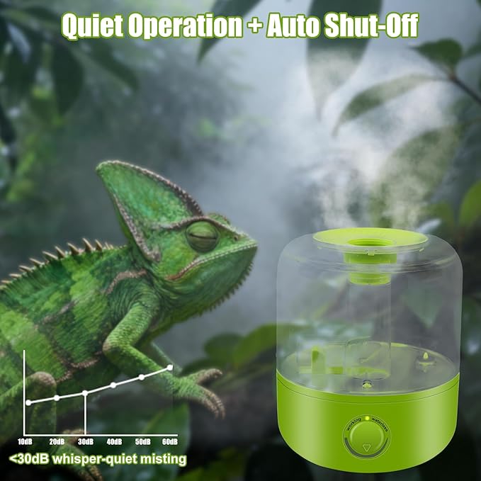 Terrarium Humidifier 2.5L – Top-Fill Ultrasonic Reptile Mister System, Adjustable Cool-Mist Fogger with Quiet Auto Shut-Off, Single/Dual Hose Mister for Reptile Tank & Vivariums - Image 7