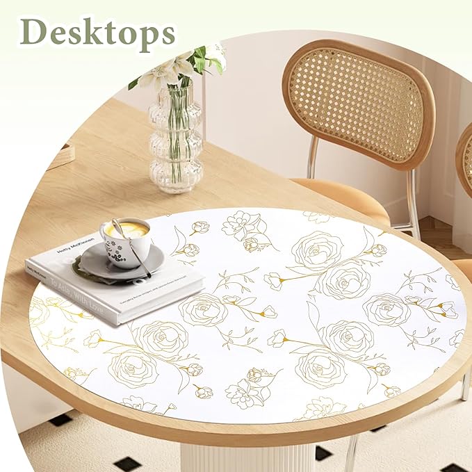 Shelf Liners for Kitchen Cabinets 17.5in x 30FT Non Adhesive Drawer Liner Gold Floral Thickened Shelf Liner Paper Strong Non-Slip Easy to Clean for Tool Box Refrigerator with Knife and Tape Measure - Image 8