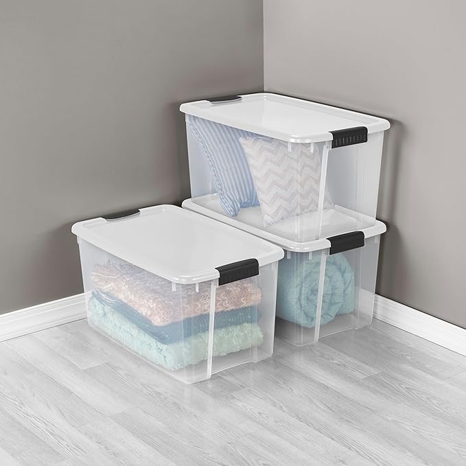 Sterilite 24-Pack Ultra Latching Box, Storage Bins with Lids, Clear Plastic, 70 Quart - Heavy-Duty Organizing Containers for Closet, Bathroom, and Office - Image 5