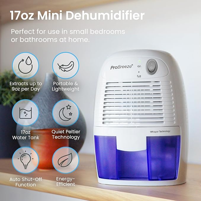 Pro Breeze Dehumidifiers for Home,215sqft Small Dehumidifiers for Room,16oz Tank Portable Closet Dehumidifier Removes Humidity Mini Small Dehumidifier for Bathroom Dehumidifier for Bedroom RV Basement - Image 5