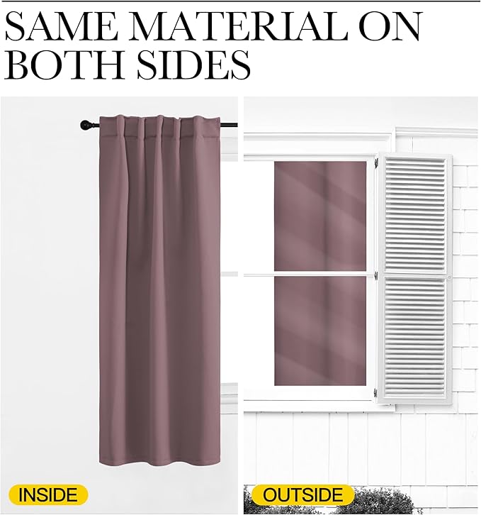 NICETOWN RV Curtains for Camper Windows - (Dry Rose Color) 34x54 Inch, 2 Panels Set, Thermal Insulated Room Darkening Blackout Drapes/Draperies with Rod Pocket & Back Tab for Half Window - Image 6
