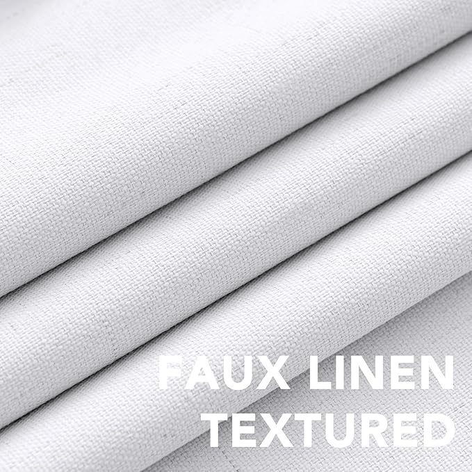 H.VERSAILTEX Linen Curtains 100% Blackout Curtains for Bedroom 90 inch Long Full Light Blocking Nature Linen Blended Window Curtains for Living Room Nickel Grommet (2 Panels, Bright White) - Image 4
