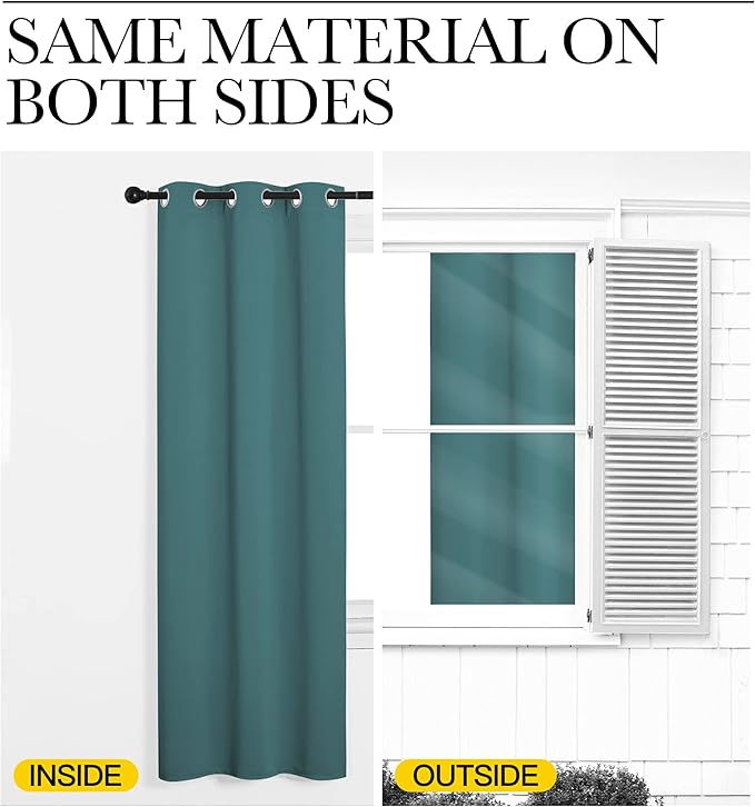 NICETOWN Blackout Drape for Nursery, Sea Teal, Single Panel, 55 by 78-inch, Home Fashion Thermal Insulated Blackout Room Darkening Curtain/Drapery with Ring Top - Image 6