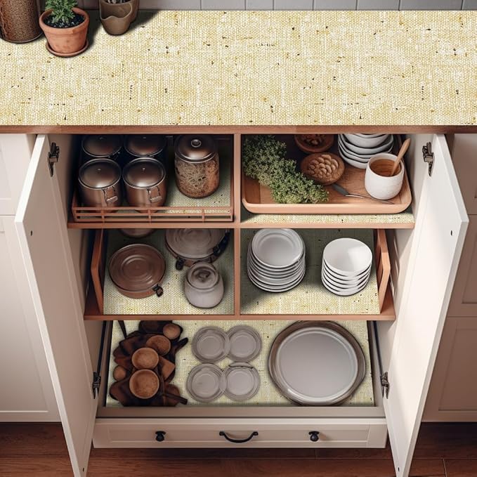 12" W x 120" L Non Adhesive Shelf Liner Kitchen Drawer Liner Pantry Liner for Shelves Cupboard Liner Kitchen Cabinet Cover Easy to Trim - Image 3