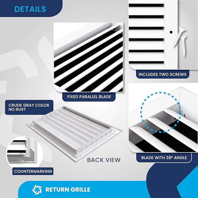 14x12 Inch (Duct Opening) Air Return Vent Cover Decorative – Premium Aluminum AC Vent Cover for Ceiling & Wall, Rustproof Grille, Ideal for Home HVAC Grille, Durable & Easy to Install by ACLAMINAIRE - Image 9