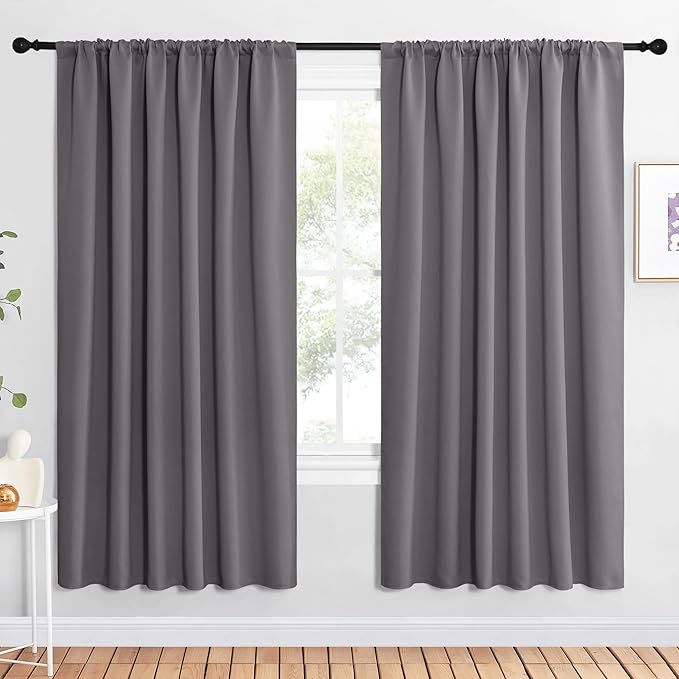 NICETOWN Blackout Curtain Panels for Window - Thermal Insulated Rod Pocket Blackout Drapes/Draperies for Dining Room (2 Panels, W62 x L72 inches, Grey) by NICETOWN