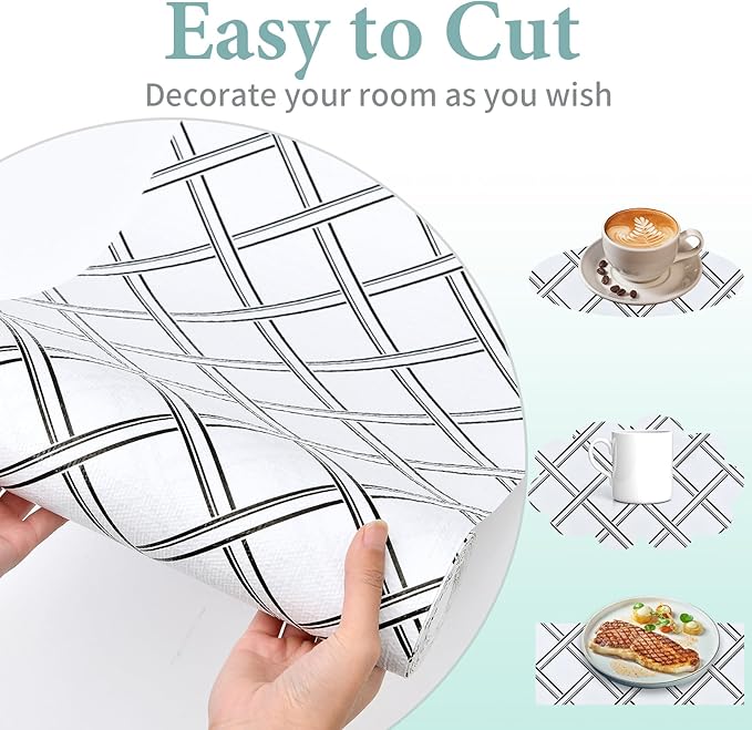 Drawer and Shelf Liner for Kitchen Cabinet: 12 in X 20 Ft Non Slip Waterproof Shelf Paper Non Adhesive Refrigerator Liners Black and White Squares Easy Liners for Bathroom - Image 8