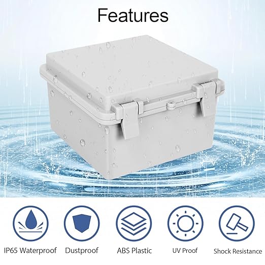 Junction Box, ABS Plastic IP65 Waterproof Dustproof Universal Electrical Enclosure Hinged Shell Outdoor and Indoor Usage Project Box, 5.9"x 5.9"x 3.5"(150x150x90mm), 2 Pack - Image 3