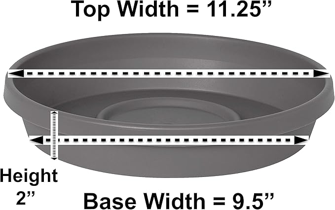 Bloem Terra Resin Saucer Tray: 9.25" Bottom Width - Charcoal - Matte, Durable, Ribbed Bottom, Indoor and Outdoor, Fits 12" Terra Pots - Image 2