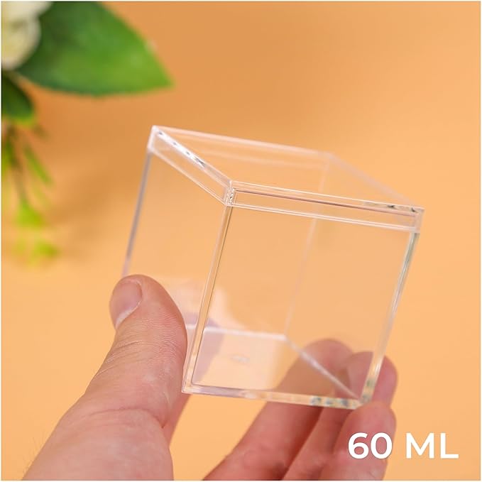 Acrylic box with Lid Clear 4 Pack Small Clear Acrylic Square Cube Plastic Storage Box 1.77x1.77x1.77Inch/45X45X45mm for Birthday Valentine's Day Party Favor Candy Jewelry Box - Image 3