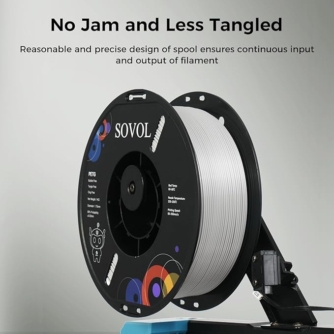 Sovol 3D Printer PETG Filament 1.75mm 1KG (2.2lbs), High Precision, Strong Toughness, Wiring Tightness, Dimensional Accuracy +/- 0.03 mm, 3D Printing PETG Filaments, Gray - Image 5