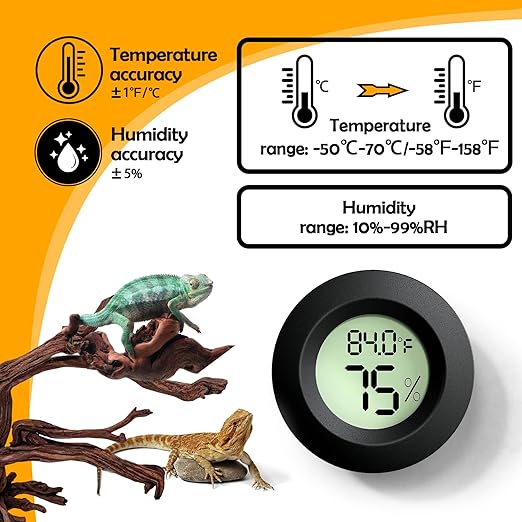Reptile Tank Accessories, 2 PCS Reptile Thermometer and Humidity Gauge for Bearded Dragon, Jumping Spider, Leopard Gecko, Hermit Crab, Gecko, Ball Python, Lizard - Image 4