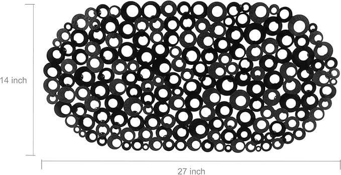 WELTRXE Oval Bathtub Mat Non Slip, Black Bubbles Bath Mats for Tub, Shower Mat with Drain Holes, Suction Cups, Machine Washable Bath Tub Mat, BPA, Latex, Phthalate Free for Bathroom, 27 x 14 Inch - Image 2