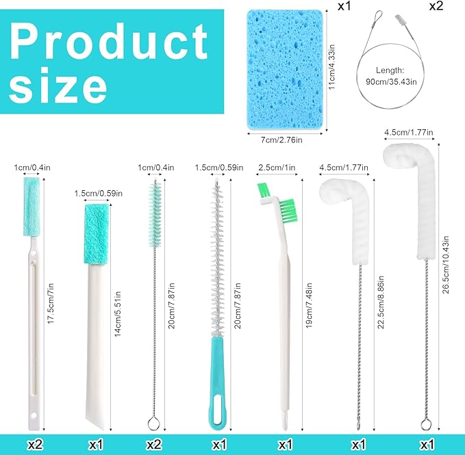 12pcs Ice Maker Cleaning Brush Set, Multifunctional Ice Machine Cleaning Tools Water Cooler Cleaner Kit Home Kitchen Utility Tools - Image 2