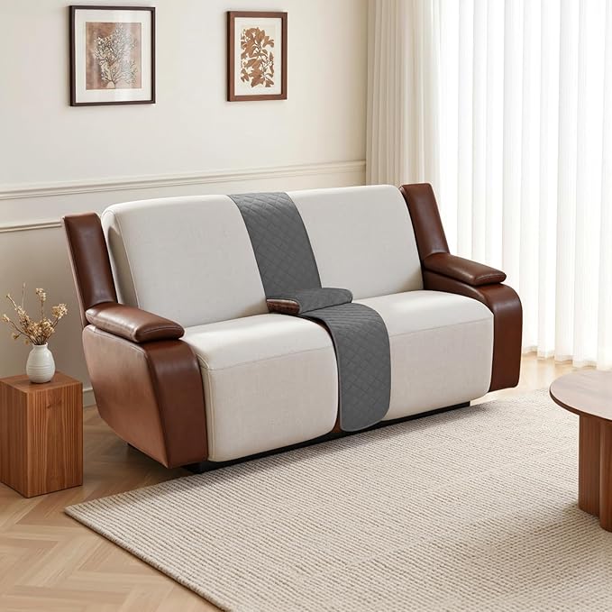 Arfntevss Recliner Sectional Couch Covers for Reclining Sectional L Shape Sofa Cover Non Slip Washable Recliner L Shaped Slipcover Middle Console Protector (1 Console Cover, Dark Gray) - Image 6