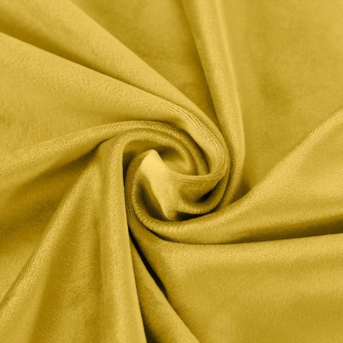 ChadMade Blackout Lined Premium Velvet Curtain Yellow 50Wx120L Inch (1 Panel), Eyelet Grommet for Livingroom Bedroom Theater Studio, Leon Collection - Image 6
