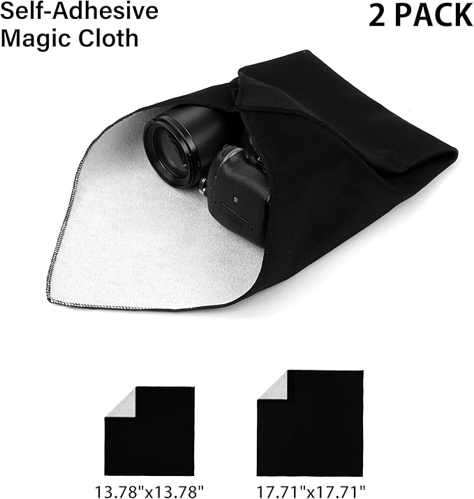 2pcs Pack Protective Camera Wrap, Magic Self-Adhesive Cloth, Anti-scratch Protective Lens Wrap, Folding, Washable, Lens pouches for Digital Cameras, Tablets and Laptops - Image 2