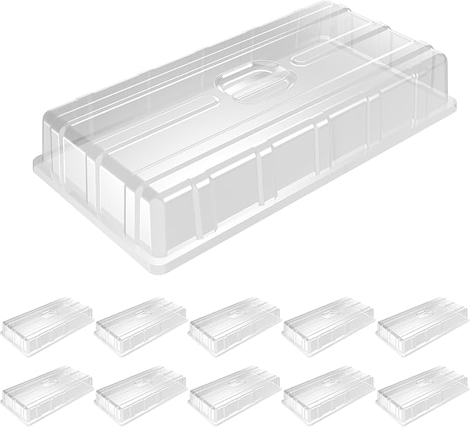 MIXC 10 Pack Humidity Dome 3.6" Extra Strength, Clear Seed Starter Dome 1020 Tray Covers Humidifying and Insulating for Greenhouse Germination and Garden Growing by MIXC