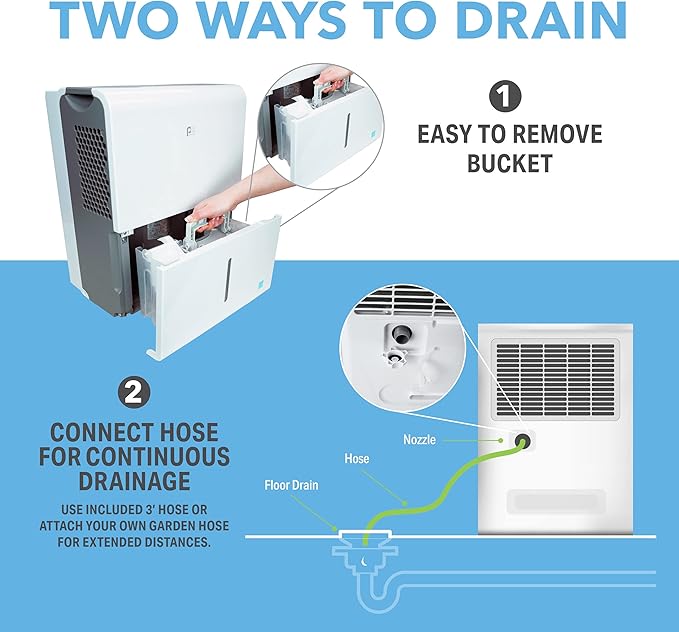 Perfect Aire 50-Pint, 4,500 Sq. Ft. ENERGY STAR Dehumidifier With Continuous Drainage Option, Ultra-Quiet Operation - Ideal for Small Rooms & Basements - Image 3