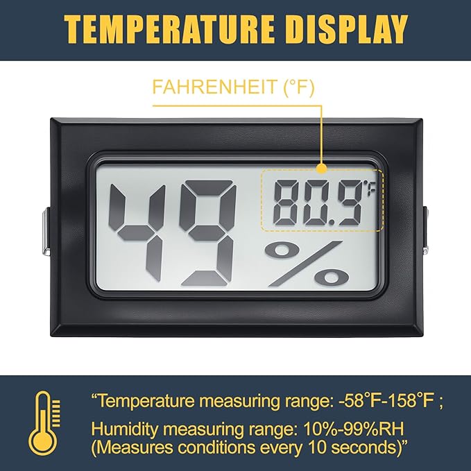 8 Pcs 500 Grams Rechargeable Silica Gel Desiccant Packets with Mini Digital LCD Hygrometer Thermometers Dehumidifier Bag for Gun Safe Closet Basement Car Storage Clothes Moisture Absorber - Image 3