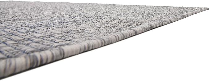Unique Loom Collection Casual Transitional Solid Heathered Indoor/Outdoor Flatweave Area Rug (5' 3" x 8' Rectangle, Light Gray/Ivory) - Image 8