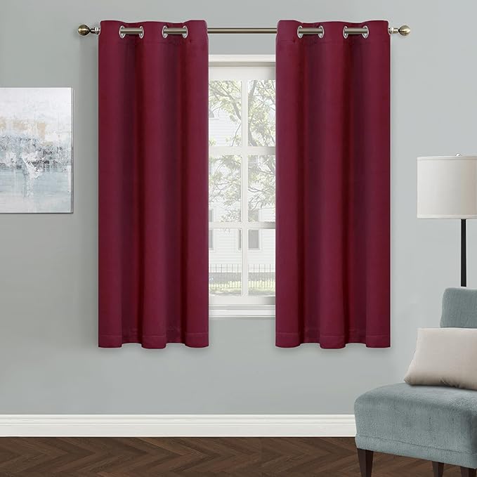 MYSKY HOME Grommet top Thermal Insulated Window Blackout Curtains, 42 x 63 Inch, Burgundy, 1 Panel by MYSKYHOME