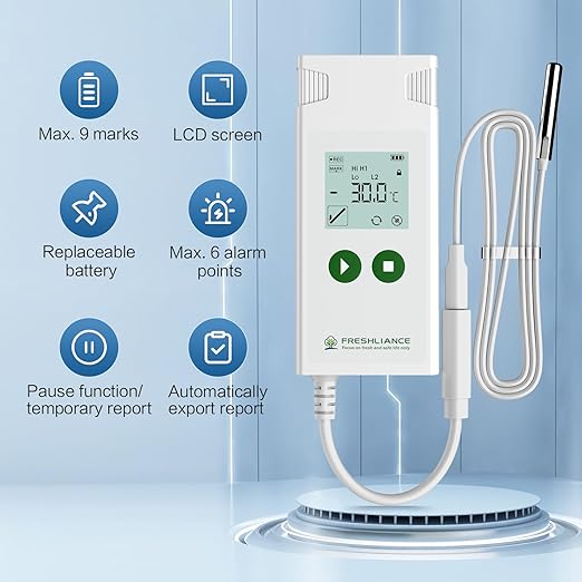 Freshliance Digital Temperature Data Logger, Reusable Temperature Recorder with High Accuracy External Probe, Configurable USB Temperature Monitor 35000 Points with PDF CSV Report, Atlas Log-30 - Image 6