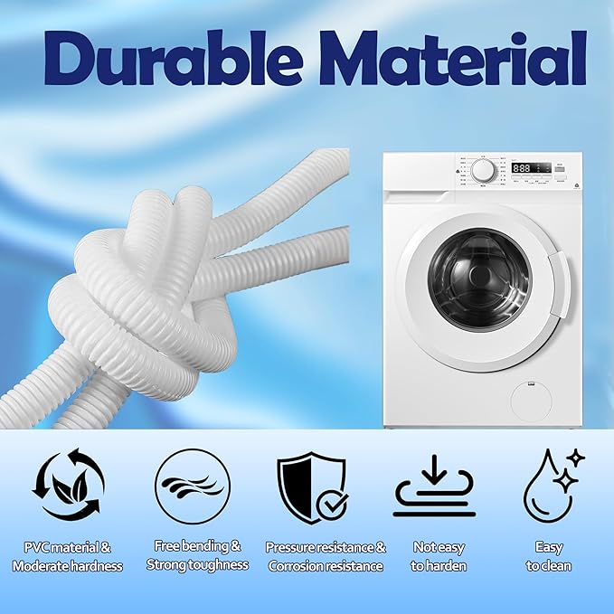 Dehumidifier Drain Hose Kit (5.25FT) – Universal PVC Corrugated Drain Hose with Stainless Steel Clamp & Thumb Screw, Leak-Proof Design, Fits Most Dehumidifiers and Portable Washing Machines - Image 4